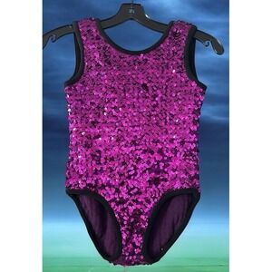Dance  Costume Sequin open back Amethyst Medium Large Child Jazz Sequin Acro Seq